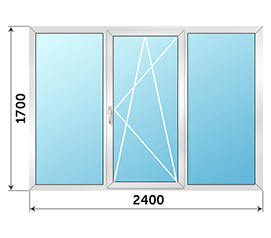 Окно на лоджию ALUTECH 2400x1700
