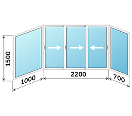 Балконное окно ALUTECH 3900x1500