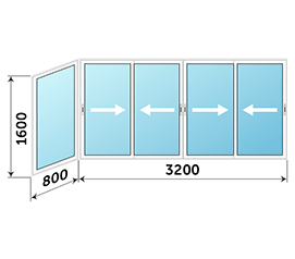 Окно на балкон Provedal 4000x1600