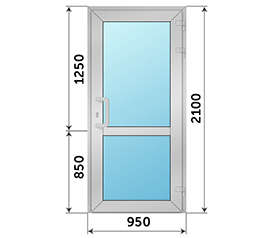 Одностворчатая дверь остекленная SCHÜCO 950x2100