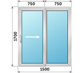 Полуторная дверь остекленная SCHÜCO 1500x1700