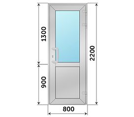 Одностворчатая дверь со стеклом ALUTECH 800x2200
