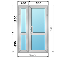 Полуторная дверь остекленная SCHÜCO 1300x2100