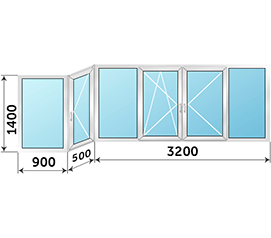 Окно на лоджию ALUTECH 4600x1400