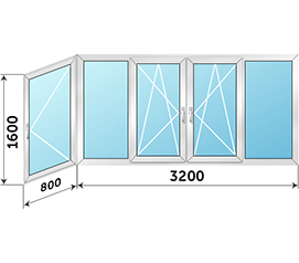 Балконное окно ALUTECH 4000x1600