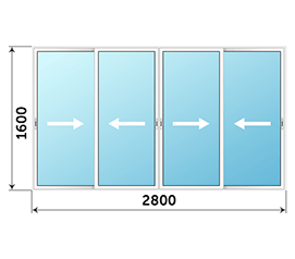 Балконное окно Provedal 2800x1600